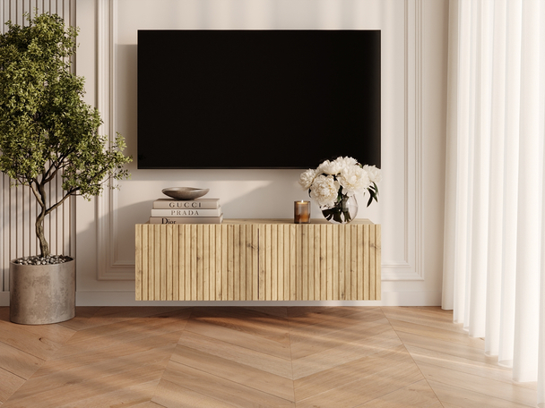 Meuble TV avec portes 100 cm Kioto Chêne Artisan