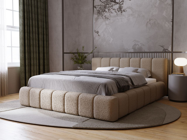 Lit Coffre rembourré avec sommier relevable 120x200 Orio Marron