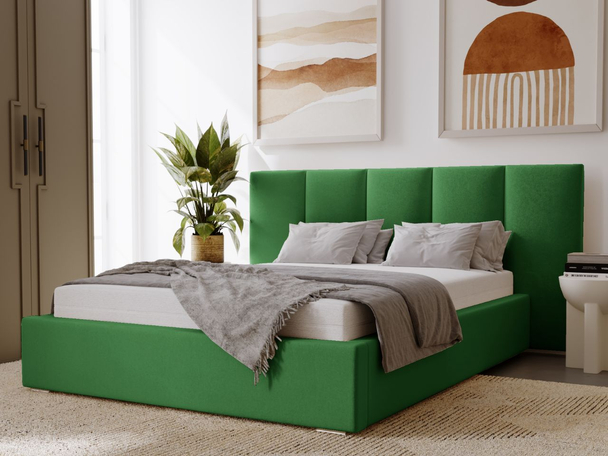 Lit Coffre rembourré avec sommier relevable 180x200 Lizbona Vert