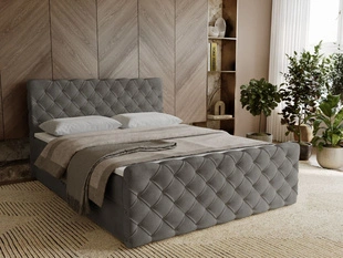 Lit Boxspring avec Coffre de Rangement 160x200 Lunaris Gris foncé