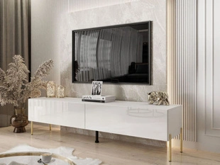 Meuble TV Rangement avec éclairage LED Sorelle blanc brillant