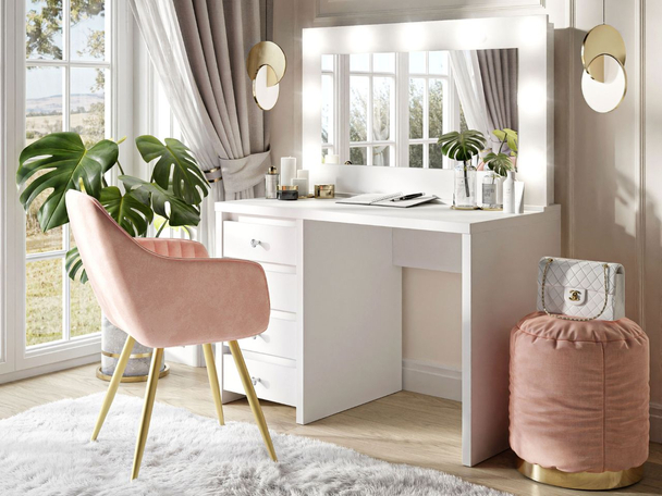 Coiffeuse avec miroir et éclairage LED Nesso Blanc mat