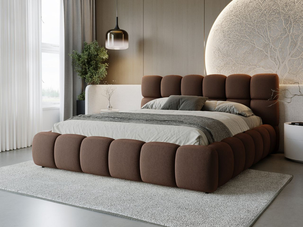 Lit Coffre rembourré avec sommier relevable 120x200 Modo Marron