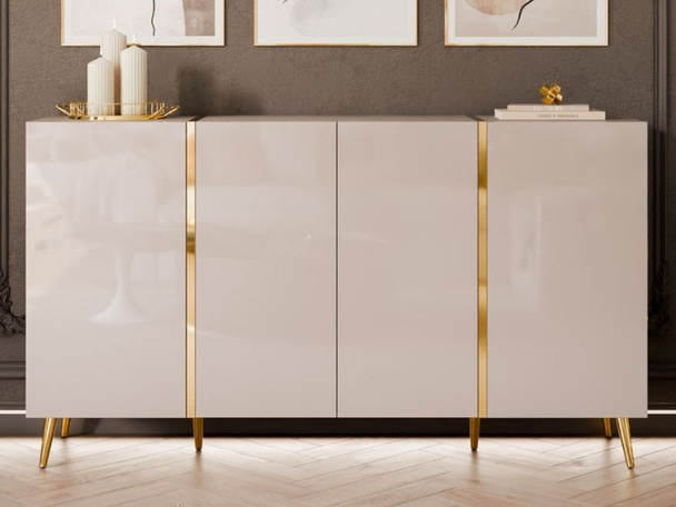 Commode de Rangement à hauts pieds dorés Lunelie Cachemire