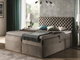 Lit Boxspring avec Coffre de Rangement 200x200 Cleo Beige