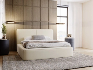 Lit Coffre rembourré avec sommier relevable 140x200 Amaro Beige