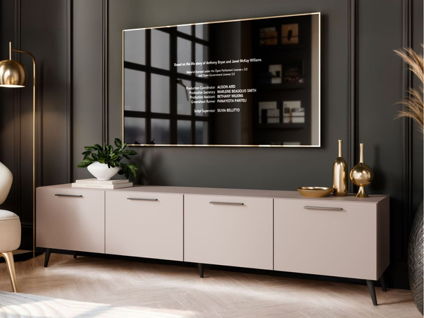 Meuble TV Rangement avec éclairage LED Noaé Cachemire