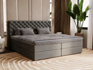 Lit Boxspring avec Coffre de Rangement 180x200 Bergamo Gris foncé