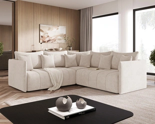 Canapé d'Angle Convertible avec Coffre Réversible Ardi L Beige