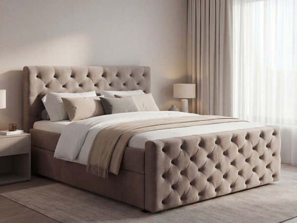 Lit Boxspring avec Coffre de Rangement 120x200 Montego Marron