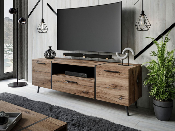 Meuble TV Rangement Lunelie Marron foncé