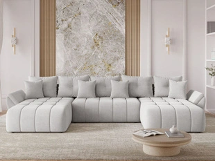 Canapé Panoramique Convertible avec Coffre Decor U Gris