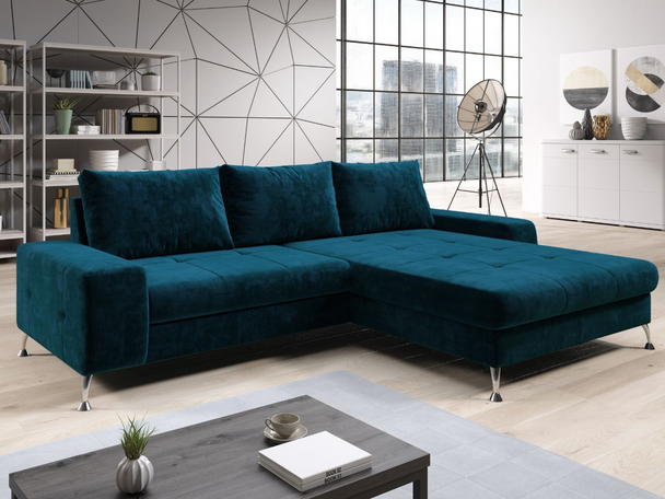 Canapé d'Angle Convertible avec Coffre Tonny Bleu foncé