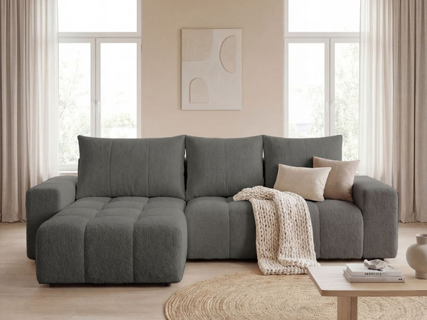 Canapé d'Angle Convertible Réversible avec Coffre Bresso Gris foncé