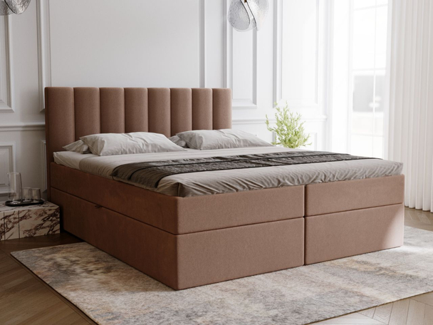 Lit Boxspring avec Coffre de Rangement 160x200 Mocca Marron