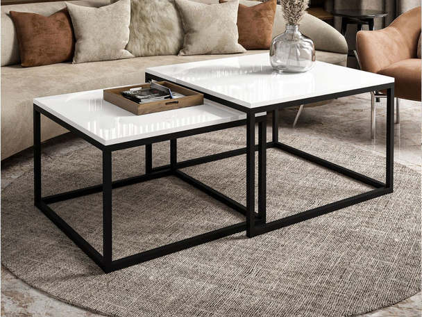 Tables Basses Gigognes Asumi Brillant blanc 40x46
