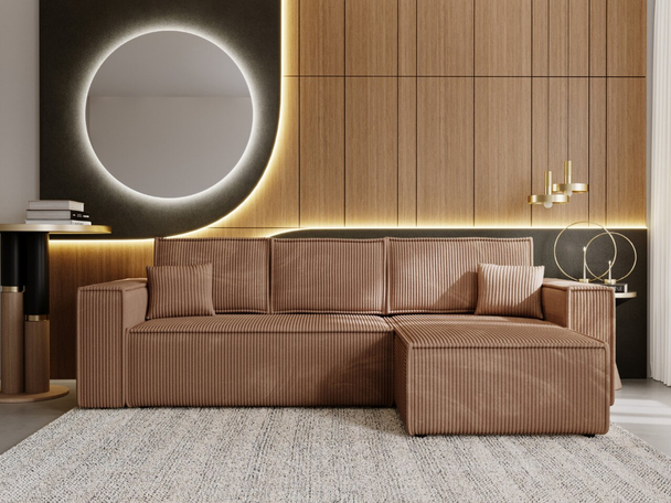 Canapé d'Angle Convertible avec Coffre Réversible Prato XL Marron