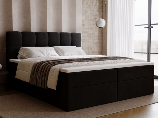 Lit Boxspring avec Coffre de Rangement 200x200 Maison Noir