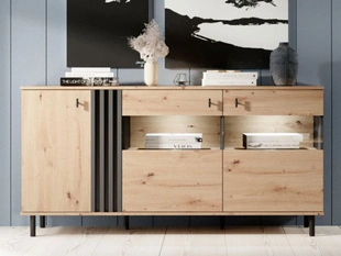 Buffet avec portes Malone Chêne Artisan, Anthracite