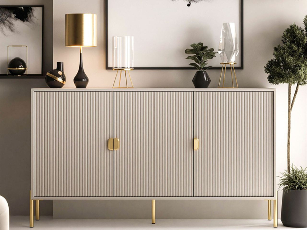 Commode avec portes et poignées dorées Orlean Cachemire