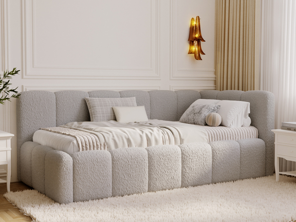 Lit adolescent 1 place avec rangement et sommier 90x200 Cloud One Gris