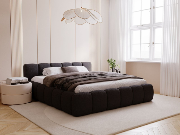 Lit Coffre rembourré avec sommier relevable 120x200 Cloud Low Noir