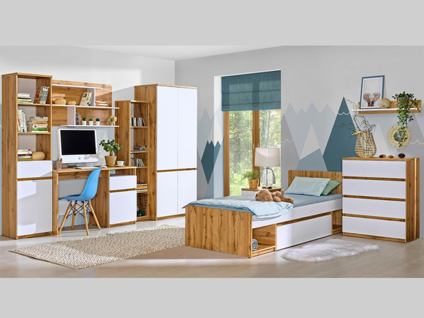 Ensemble de meubles pour chambre d'adolescent Arcadia marron, blanc