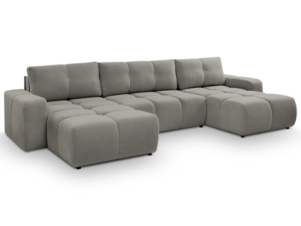 Canapé Panoramique Convertible avec Coffre Sile U Gris