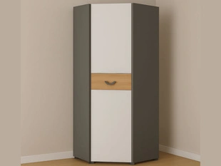 Armoire Portes Battantes Casa Chêne de Nash, blanc, gris