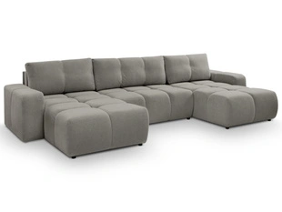 Canapé Panoramique Convertible avec Coffre Sile U Gris