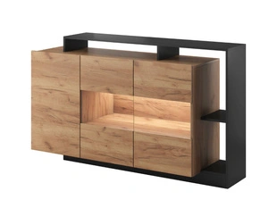 Buffet avec portes 155 cm Alvano Chêne doré Craft / Anthracite