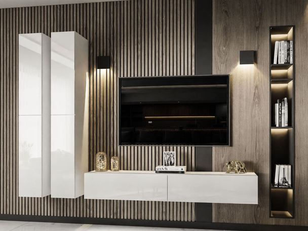 Meuble mural suspendu pour le salon Sorelle Blanc