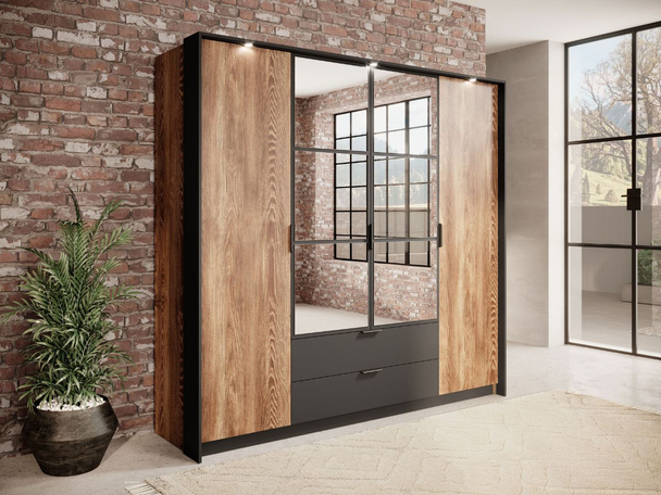 Armoire Portes Battantes Montreal Marron, Noir