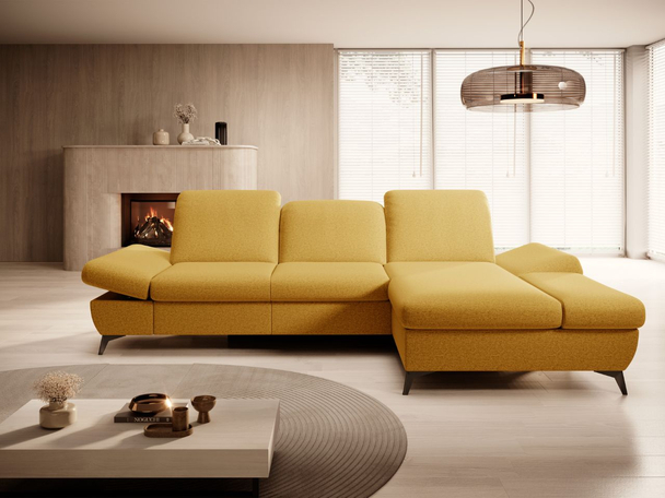 Canapé d'Angle Droite Convertible avec Coffre Hannover Jaune