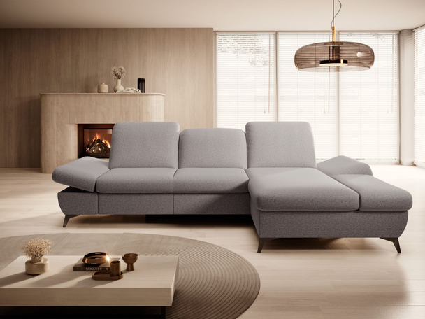 Canapé d'Angle Droite Convertible avec Coffre Hannover Gris