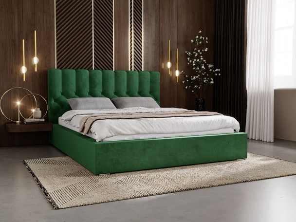 Lit Coffre rembourré avec sommier relevable 120x200 Roma Vert