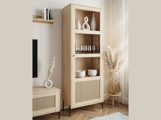 Vitrine étroite sur pied de style bohème Bellance Marron