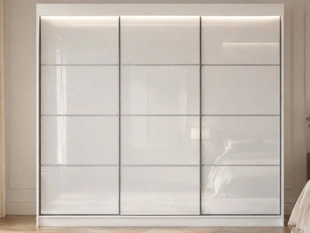Armoire à portes coulissantes avec éclairage LED Ponti Blanc