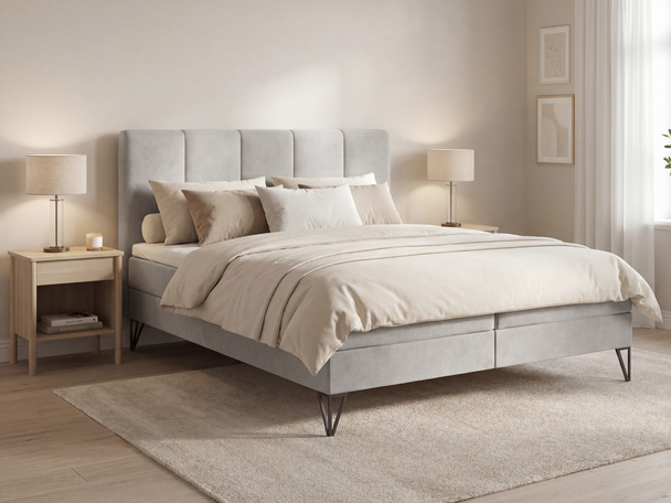 Lit Boxspring avec Coffre de Rangement 120x200 Vendi gris