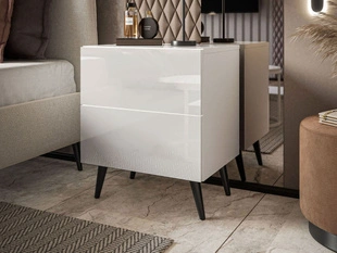 Table de chevet avec tiroirs Noaé Lux Blanc brillant