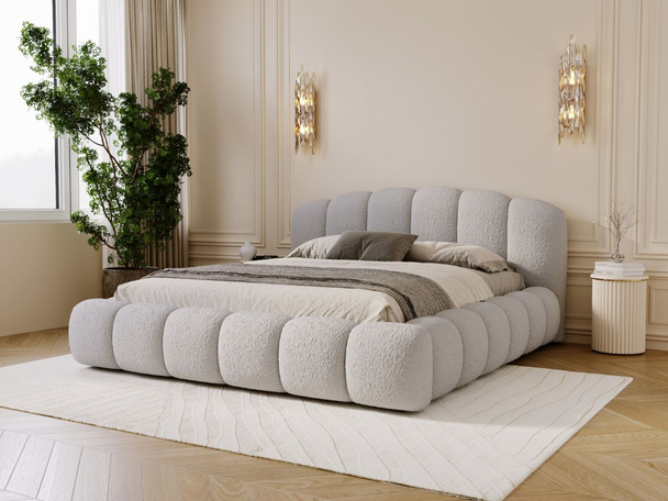 Lit rembourré avec coffre de rangement et sommier 200x200cm modèle Cloud Soft Gris