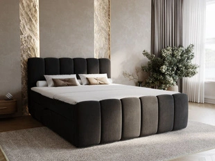 Lit Boxspring avec Coffre de Rangement 160x200 Cloud Noir