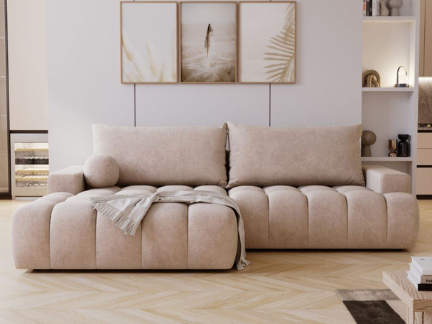 Canapé d'Angle Gauche Convertible avec Coffre Havi Beige