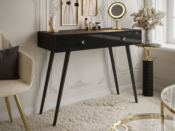 Console élégante avec tiroirs Olivine Brillant noir