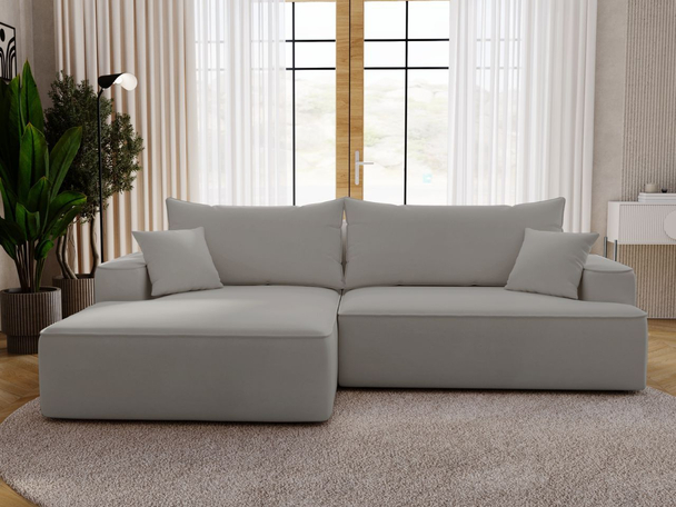 Canapé d'Angle Gauche Convertible avec Coffre California Gris clair