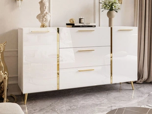 Buffet à Tiroirs à pieds hauts Lunelie Brillant blanc