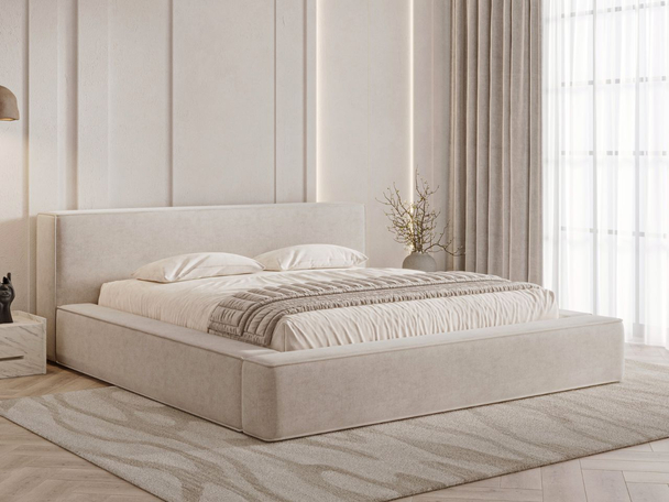 Lit Coffre rembourré avec sommier relevable 120x200 Mali Beige