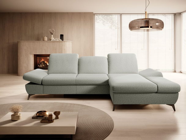 Canapé d'Angle Droite Convertible avec Coffre Hannover Gris clair