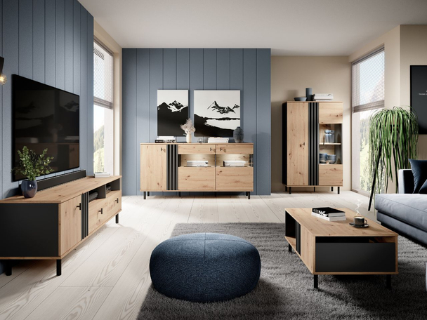 Ensemble de meubles de salon Malone Artisan chêne, Anthracite