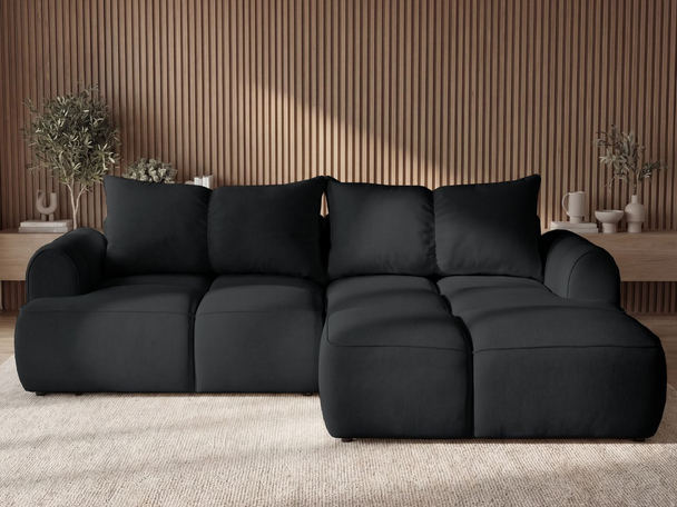 Canapé d'Angle Droite Convertible avec Coffre Boono Noir